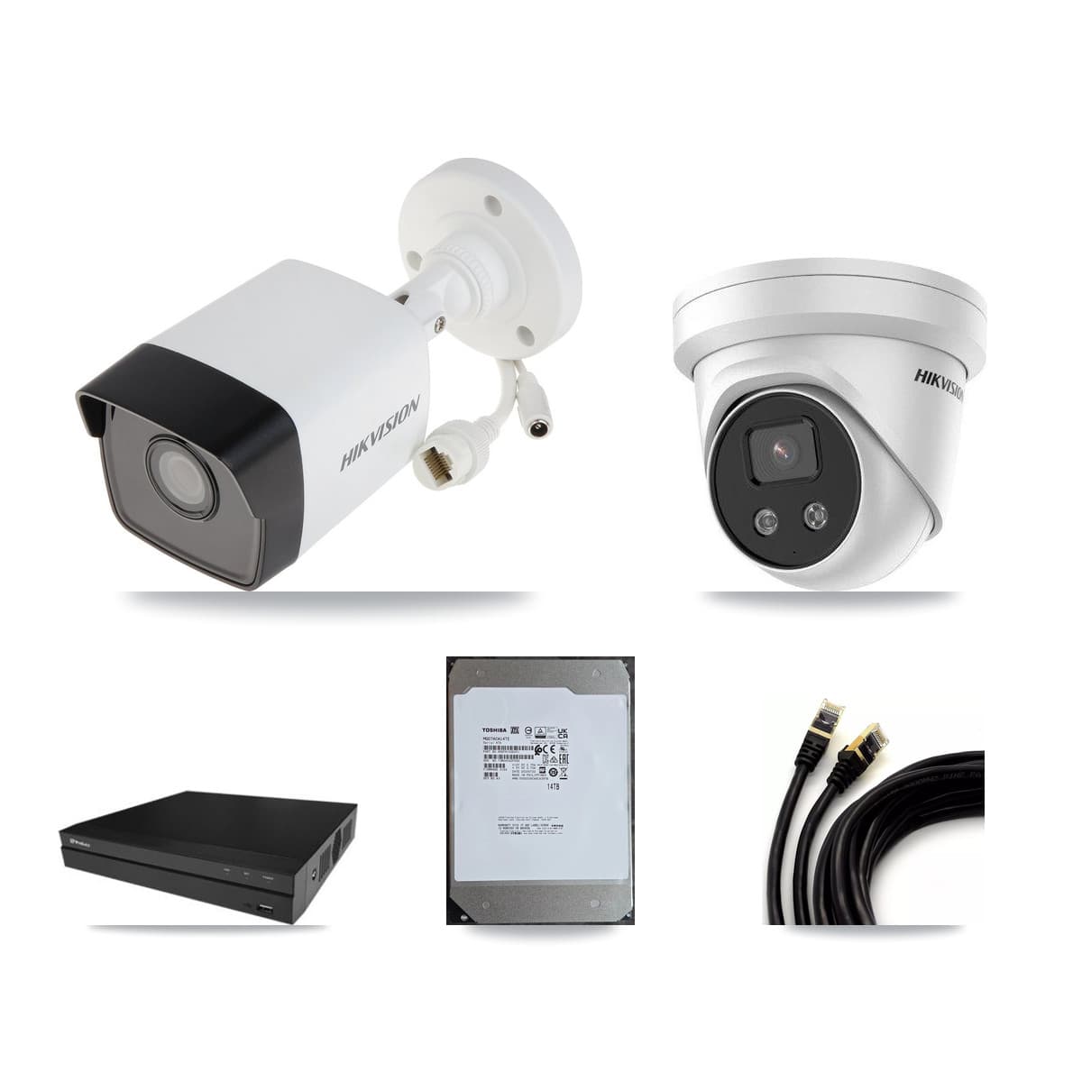 Hikvision & Prolux 16-Channel 5MP CCTV Kit — 8 Bullet + 8 Turret Cameras + 14TB Recording