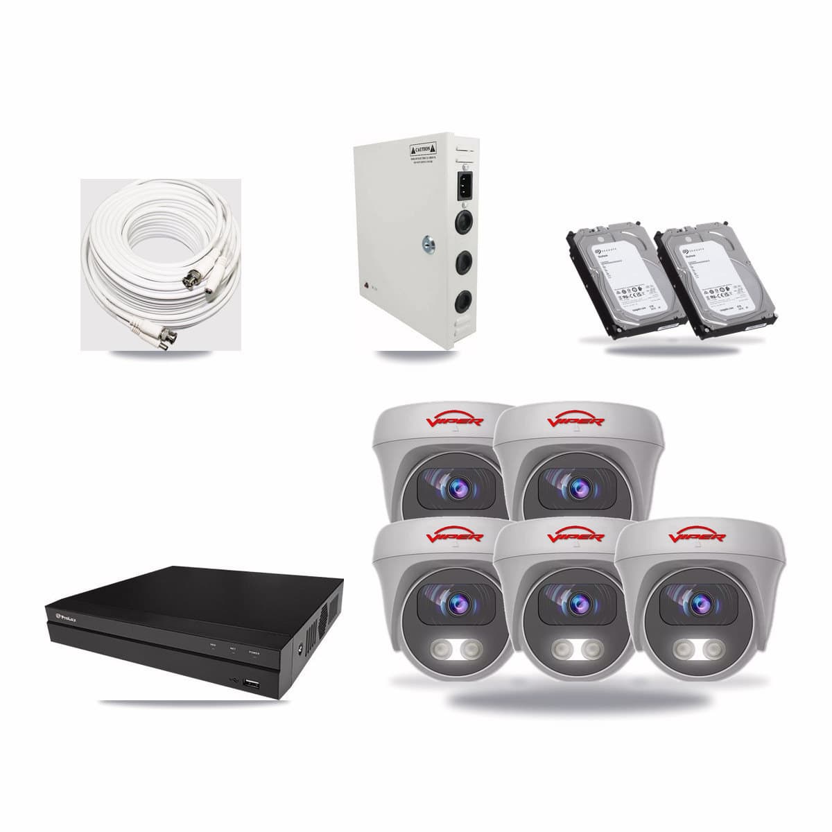 Prolux 8-channel CCTV kit: 5 cameras (5× 5MP Camera), 2× 6TB hard drive