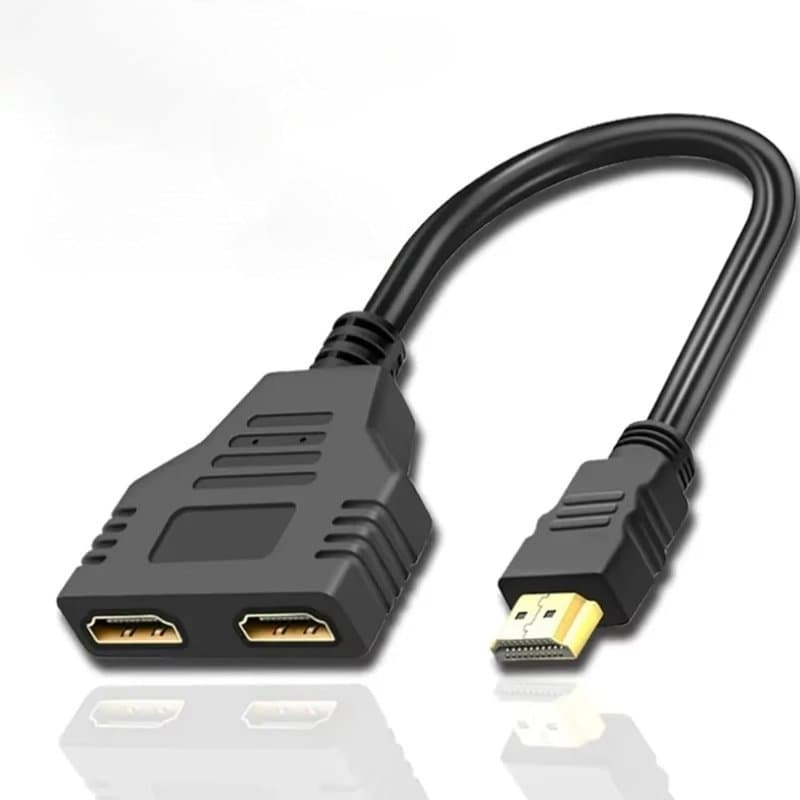 2-Way HDMI Splitter Cable – 1080P HDMI Male to Dual Female 1 in 2 Out Adapter for HDTV, PS3, LED, DVD Players & LCD Projectors