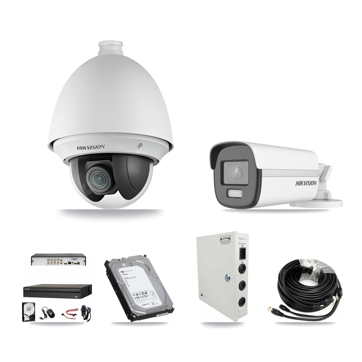 Hikvision & Dahua 8-Channel 2MP – 4K CCTV Kit — 6 2MP PTZ + 1 4K Bullet Cameras + 6TB Recording (XVR-3108AD Recorder) - Image 1
