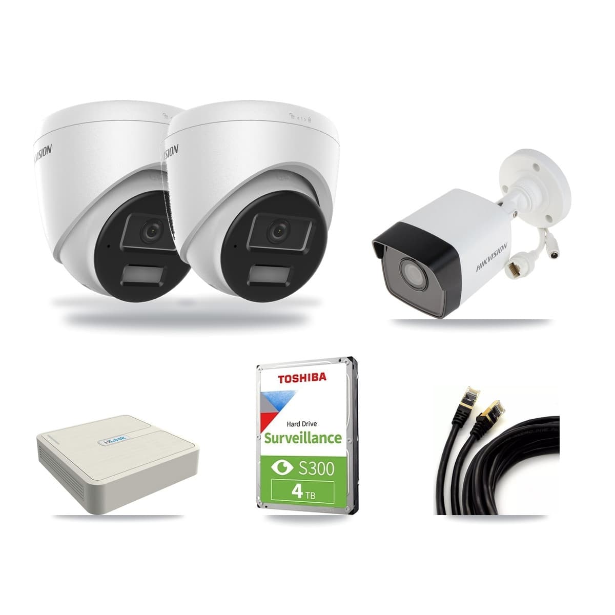 Hikvision & HiLook 8-Channel 4MP – 5MP CCTV Kit — 1 5MP Bullet + 2 4MP Turret Cameras + 4TB Recording - Image 1