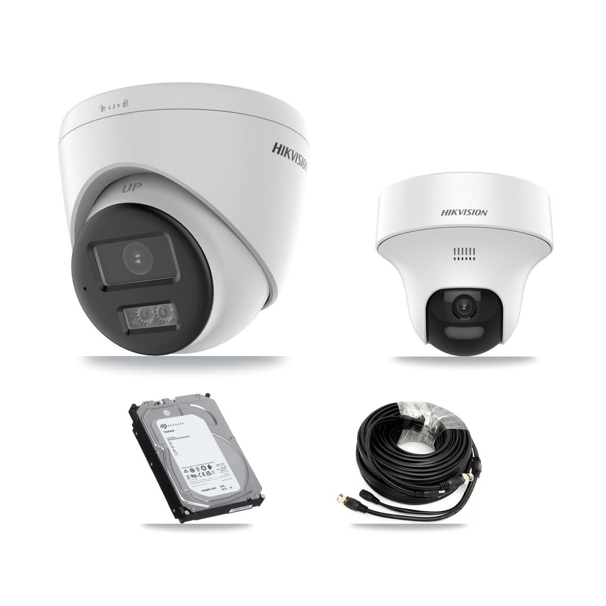 Hikvision 32-Channel 5MP CCTV Kit — 2 DS-2CE70K0T-PTLTS + 6 DS-2CE78K0T-LTS Turret Cameras + 2× 6TB Recording (DS-7332HQHI-K4 Recorder)