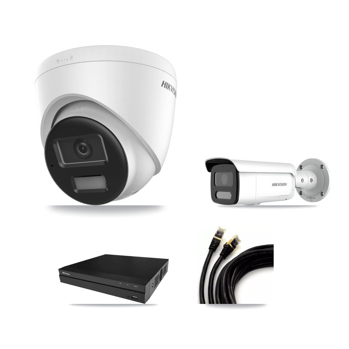 Hikvision & Prolux 8-Channel 4MP – 4K CCTV Kit — 2 4K Turret + 2 4MP Bullet Cameras + 8TB Recording