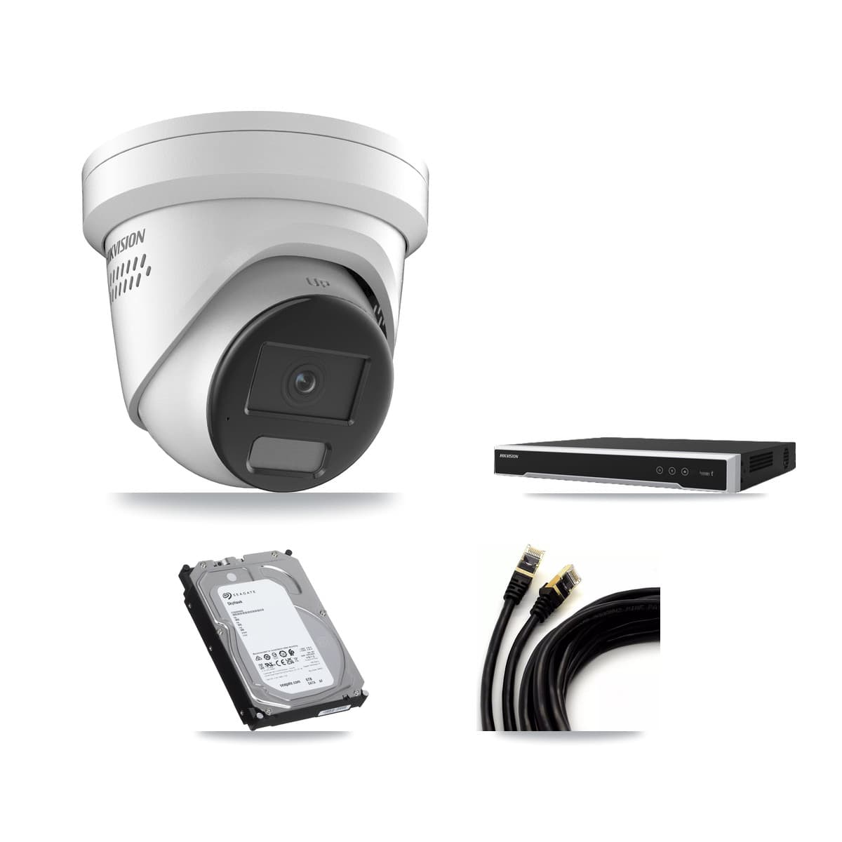 Hikvision 8-Channel 4K CCTV Kit — 2 DS-2CD2387G2H Turret Cameras + 6TB Recording (DS-7608NI-M2 Recorder)
