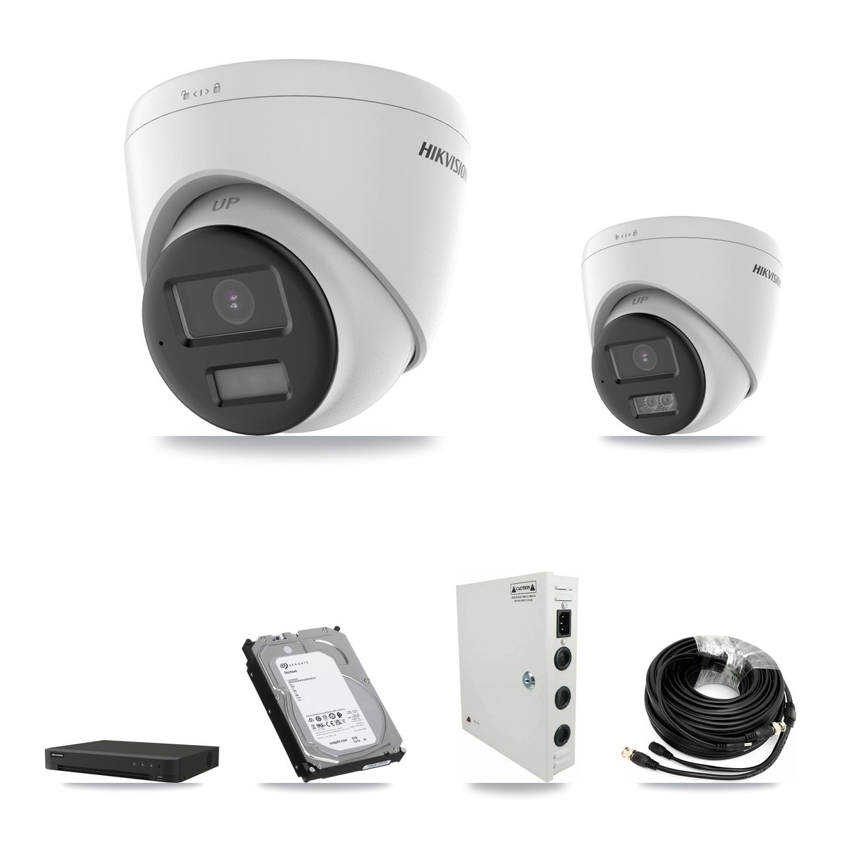 Hikvision IDS-7216HQHI-M1/XT 16-Channel DVR CCTV Kit — 8× DS-2CE78K0T-LPTS Turret + 8× DS-2CE78K0T-LTS Turret 5MP Cameras + 6TB HDD - Image 1