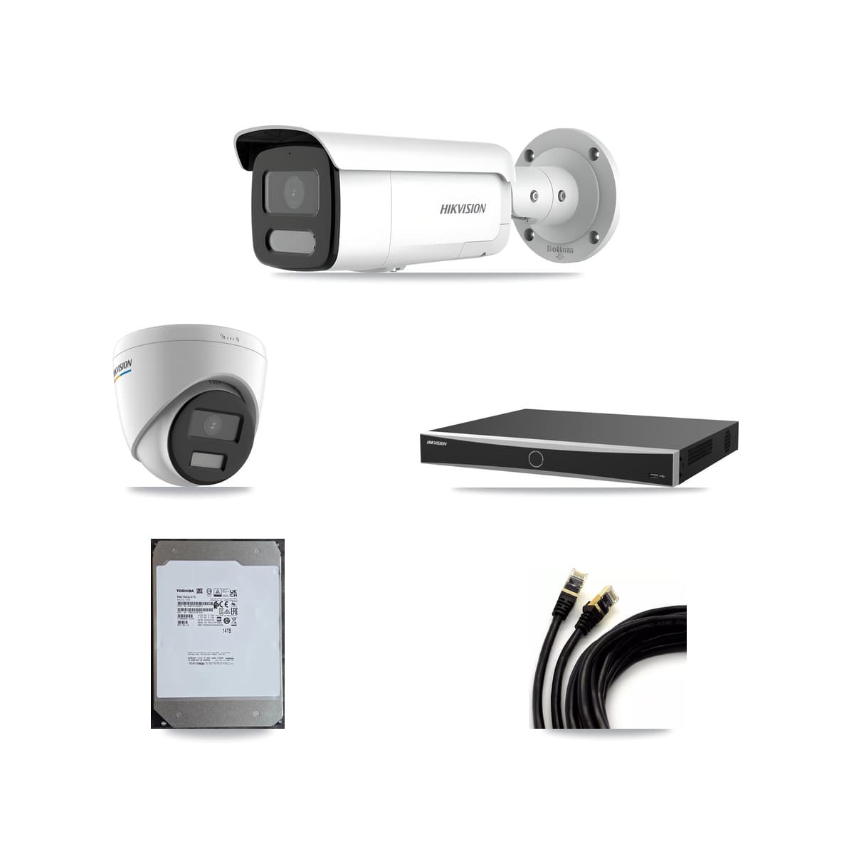 Hikvision 16-Channel 2MP – 4MP CCTV Kit — 1 2MP Turret + 9 4MP Bullet Cameras + 14TB Recording (DS-7616NXI Recorder)