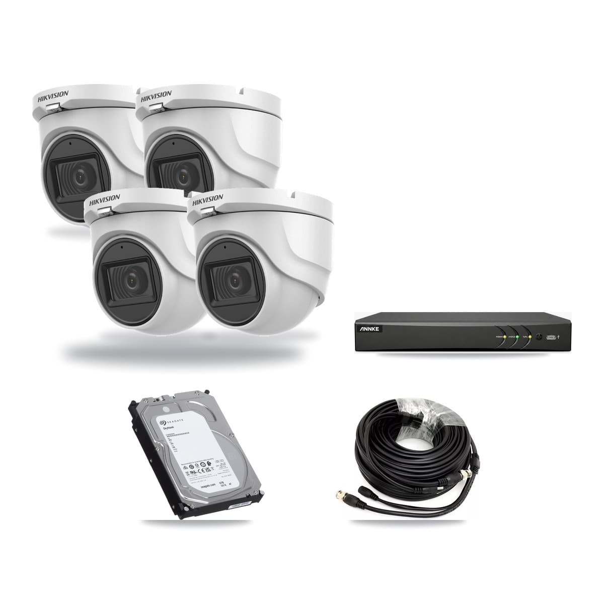 Hikvision & ANNKE 4-Channel 5MP CCTV Kit — 4 DS-2CE76H0T Turret Cameras + 6TB Recording - Image 1