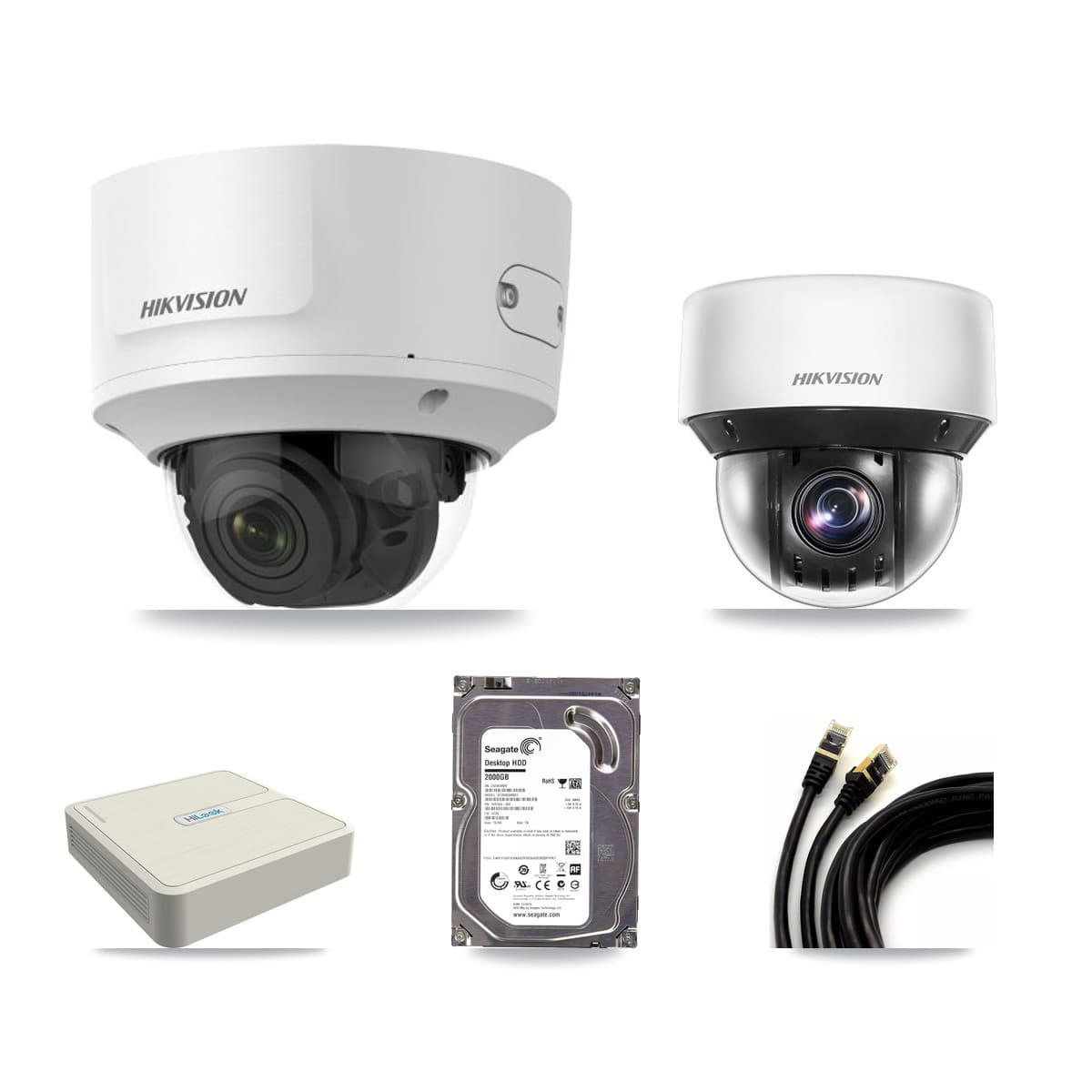 Hikvision & HiLook 8-Channel 2MP – 4MP CCTV Kit — 1 DS-2CD2723G0 2MP Dome + 1 DS-2DE4A425IW 4MP PTZ Cameras + 2TB Recording - Image 1
