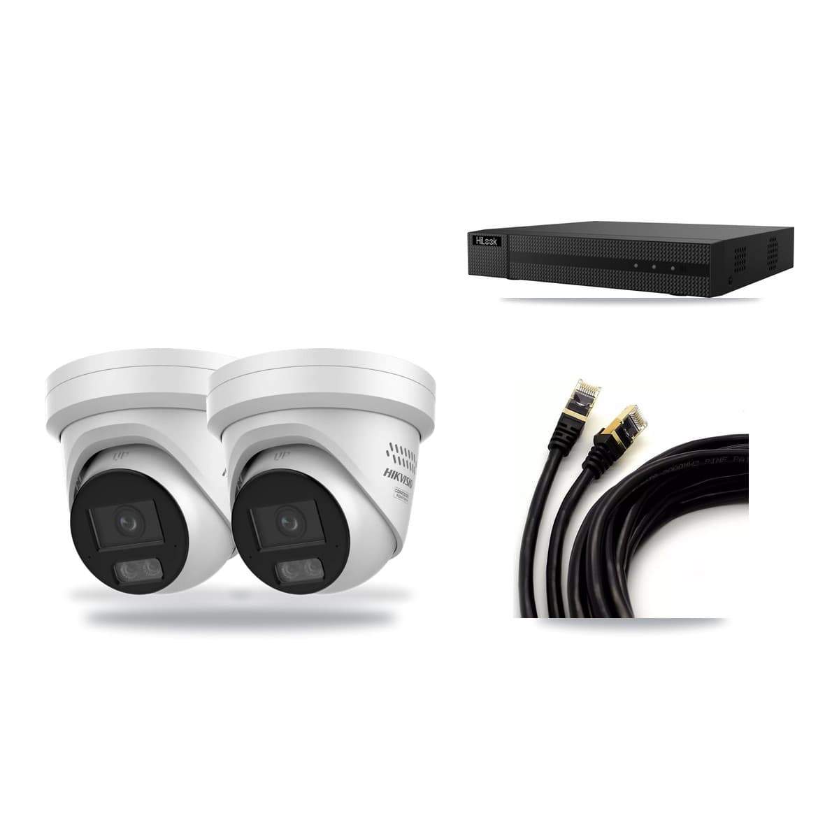 HiLook 8-Channel 4MP CCTV Kit — 2 DS-2CD2347G3 Turret Cameras + 3TB Recording (NVR-108MH-D Recorder) - Image 1