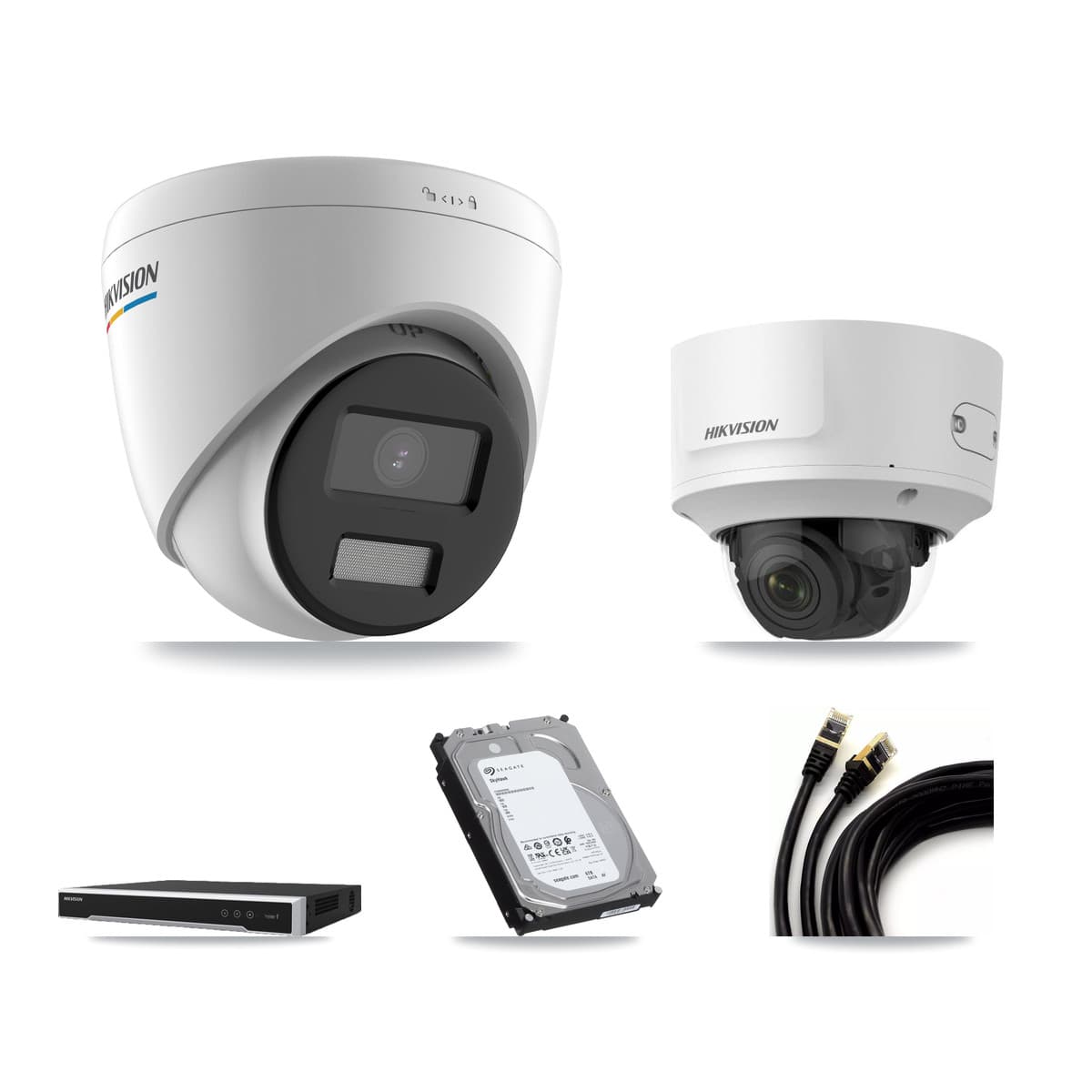 Hikvision 8-Channel 2MP CCTV Kit — 7 Turret + 1 Dome Cameras + 6TB Recording (DS-7608NI-M2 Recorder)