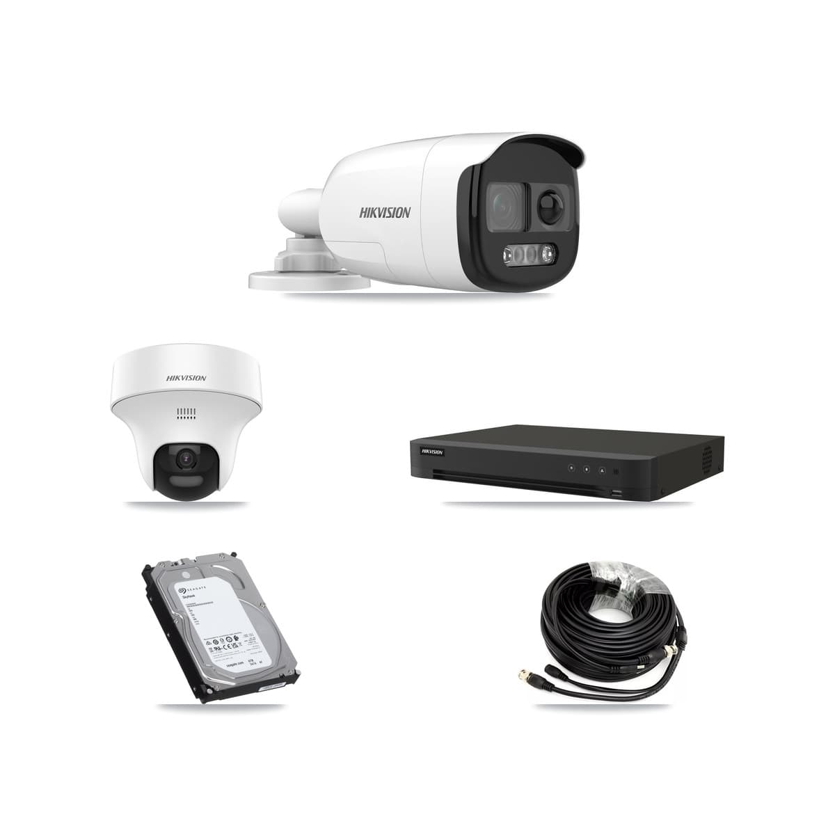 Hikvision 16-Channel 5MP CCTV Kit — 3 DS-2CE12KF3T Bullet + 1 DS-2CE70K0T Turret Cameras + 6TB Recording (IDS-7216HQHI Recorder)