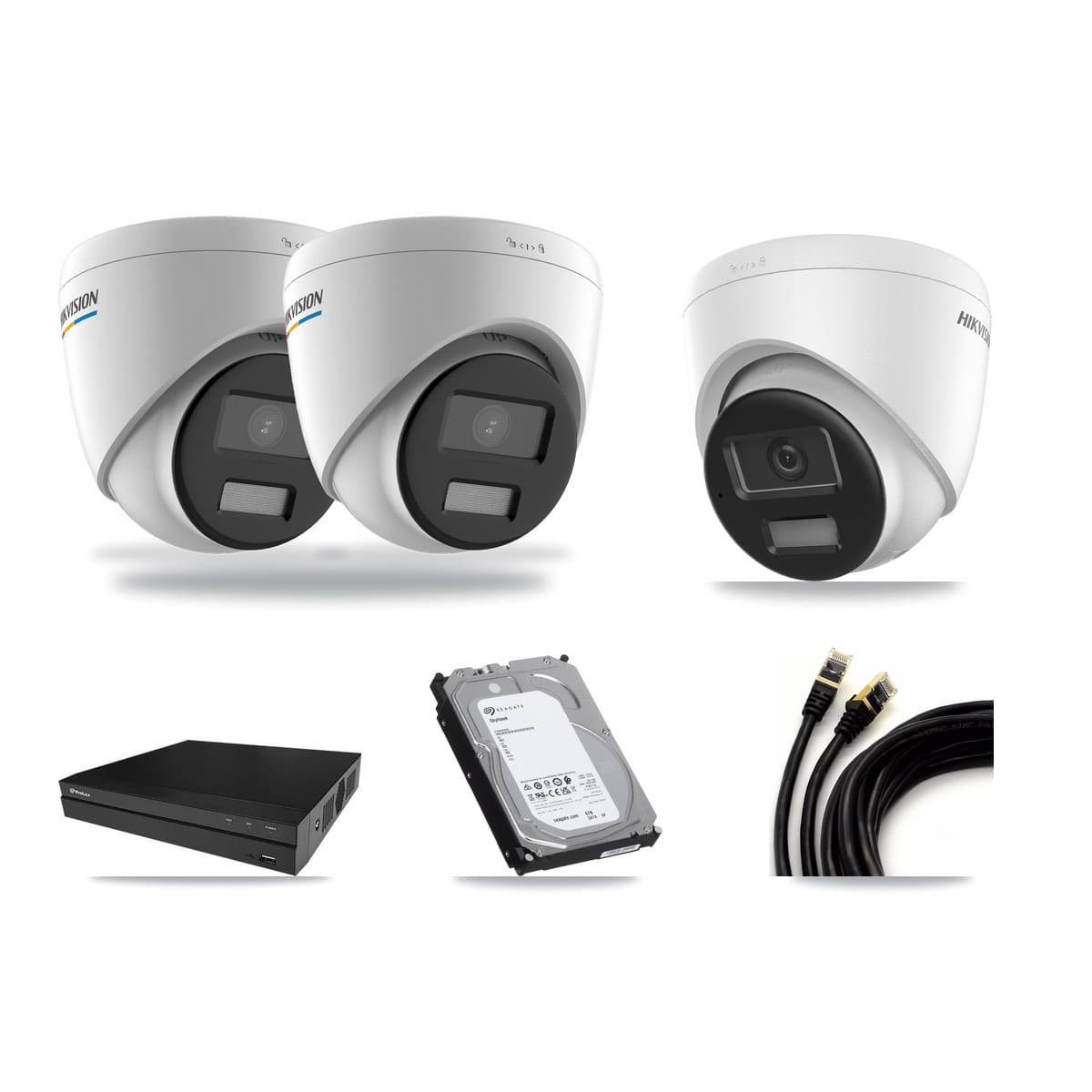 Hikvision & Prolux 8-Channel 2MP – 4K CCTV Kit — 2 2MP + 1 4K Turret Cameras + 6TB Recording - Image 1