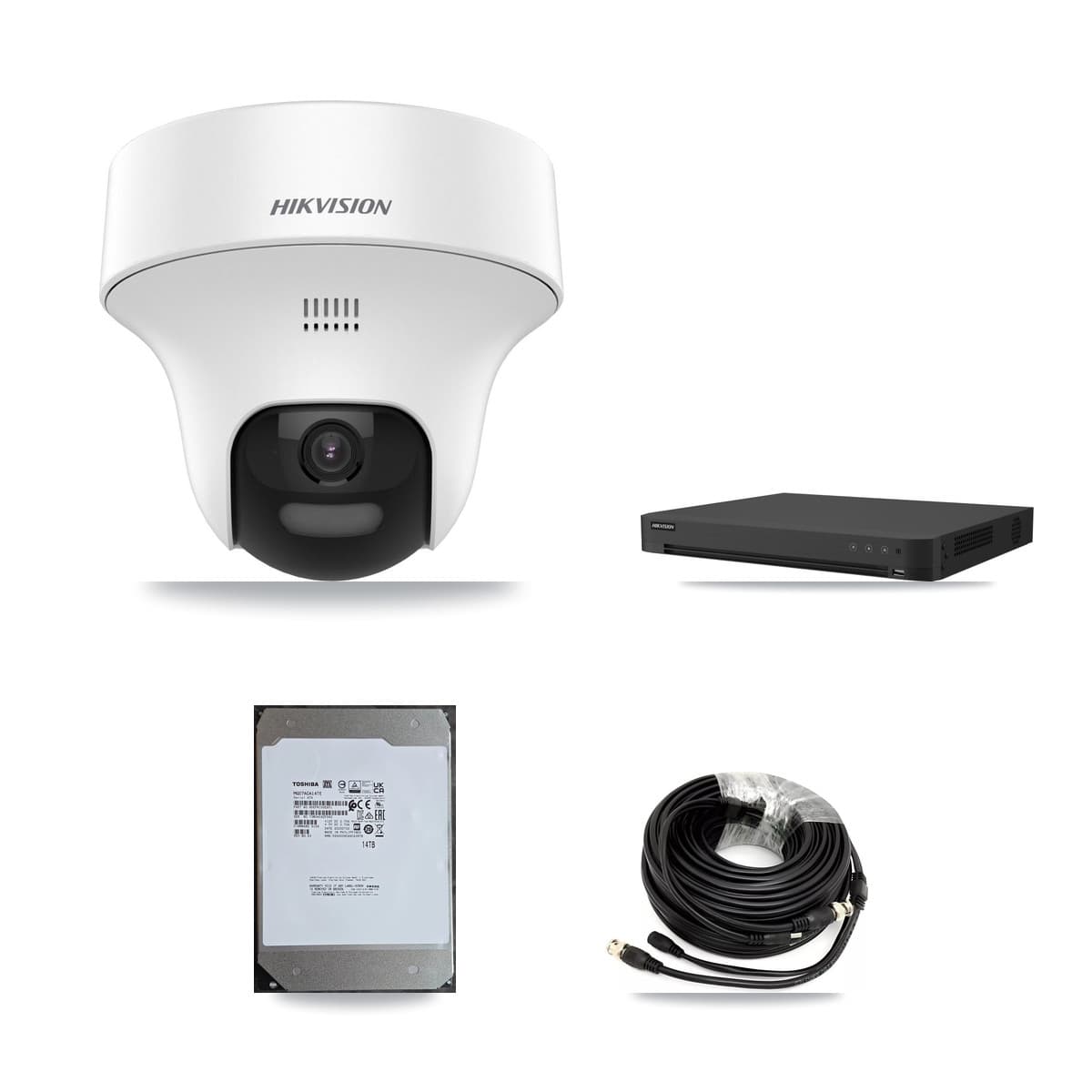 Hikvision 16-Channel 5MP CCTV Kit — 8 DS-2CE70K0T Turret Cameras + 14TB Recording