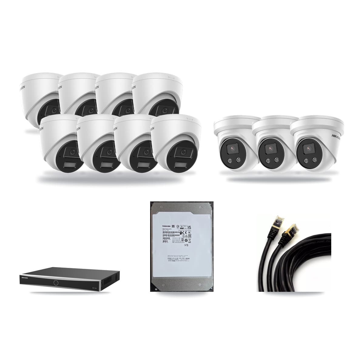Hikvision 16-Channel 4MP – 5MP CCTV Kit — 8 4MP + 3 5MP Turret Cameras + 14TB Recording - Image 1