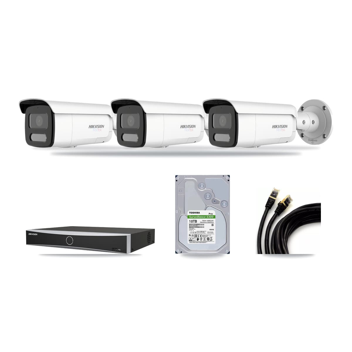 Hikvision 4-Channel 4K CCTV Kit — 3 Bullet Cameras + 10TB Recording - Image 1
