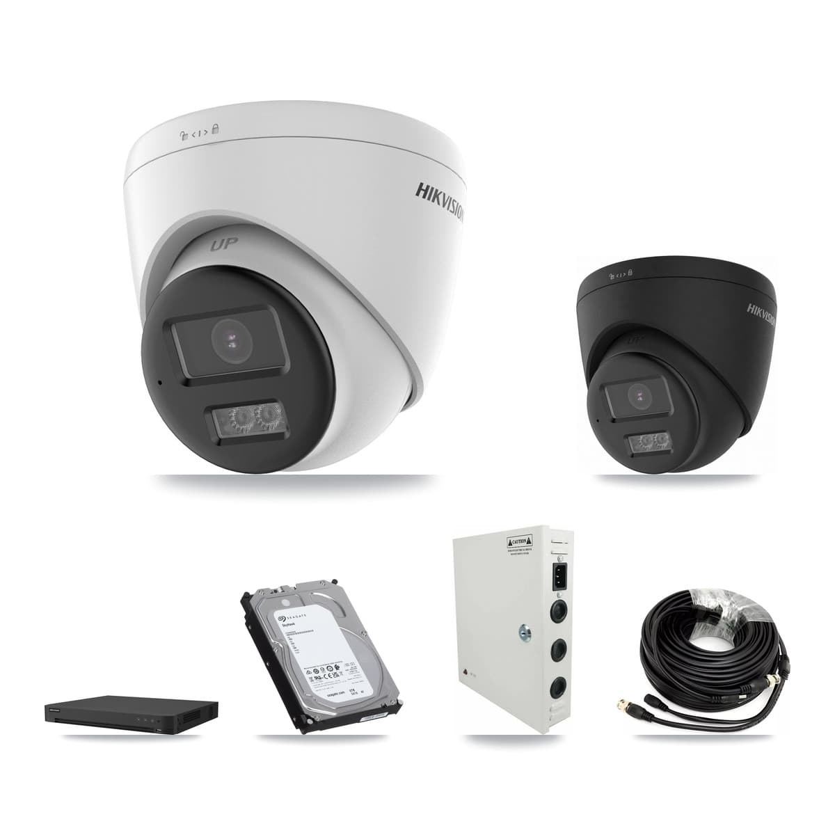 Hikvision 16-Channel 5MP – 4K CCTV Kit — 6 DS-2CE78K0T-LTS 5MP + 6 Black DS-2CE78U0T-LTS-BLACK 4K Turret Cameras + 6TB Recording (IDS-7216HUHI-M2/XT Recorder)