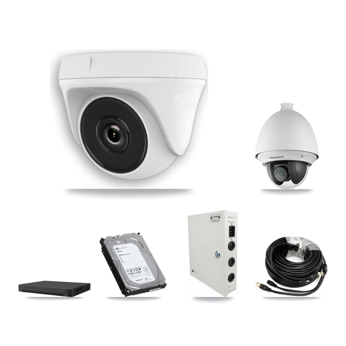 Hikvision 16-Channel 2MP CCTV Kit — 1 PTZ + 5 White Dome Cameras + 6TB Recording (IDS-7216HUHI Recorder)