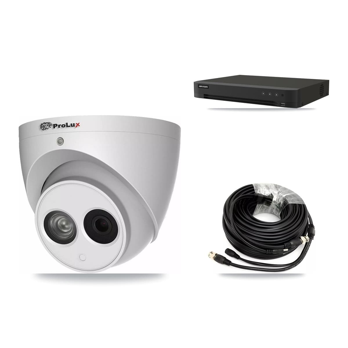 Prolux & Hikvision 8-Channel 4MP CCTV Kit — 2 PXC-612C4W-A-POC Turret Cameras + 3TB Recording (IDS-7208HUHI-M1/XT Recorder)