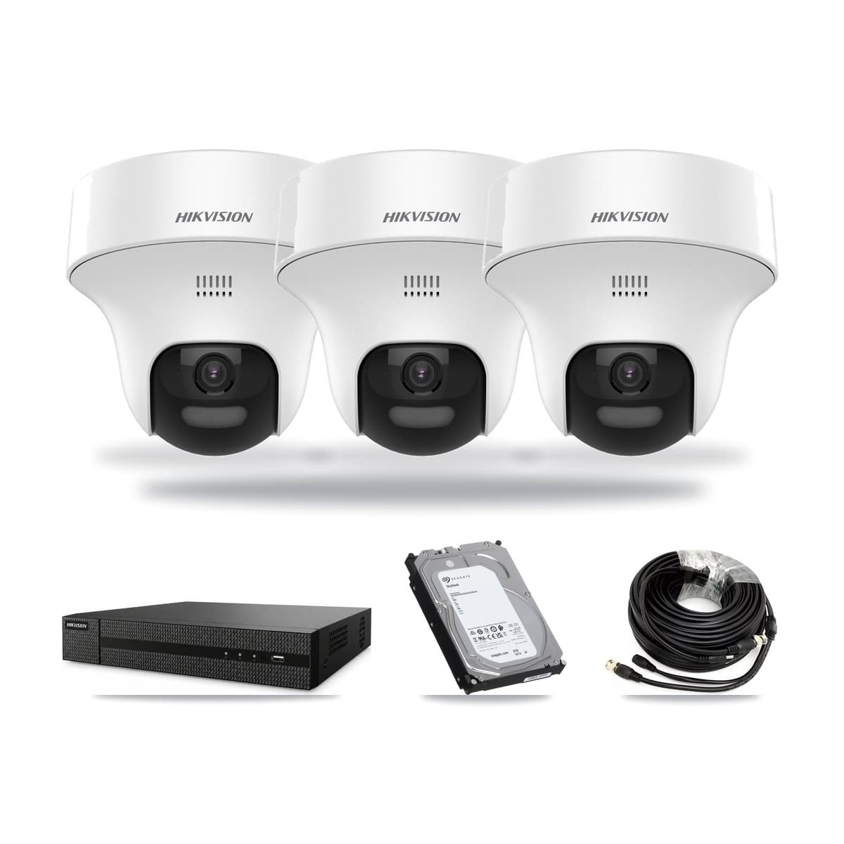 Hikvision 8-Channel 5MP CCTV Kit — 3 DS-2CE70K0T Turret Cameras + 6TB Recording (DVR-8CH Recorder) - Image 1