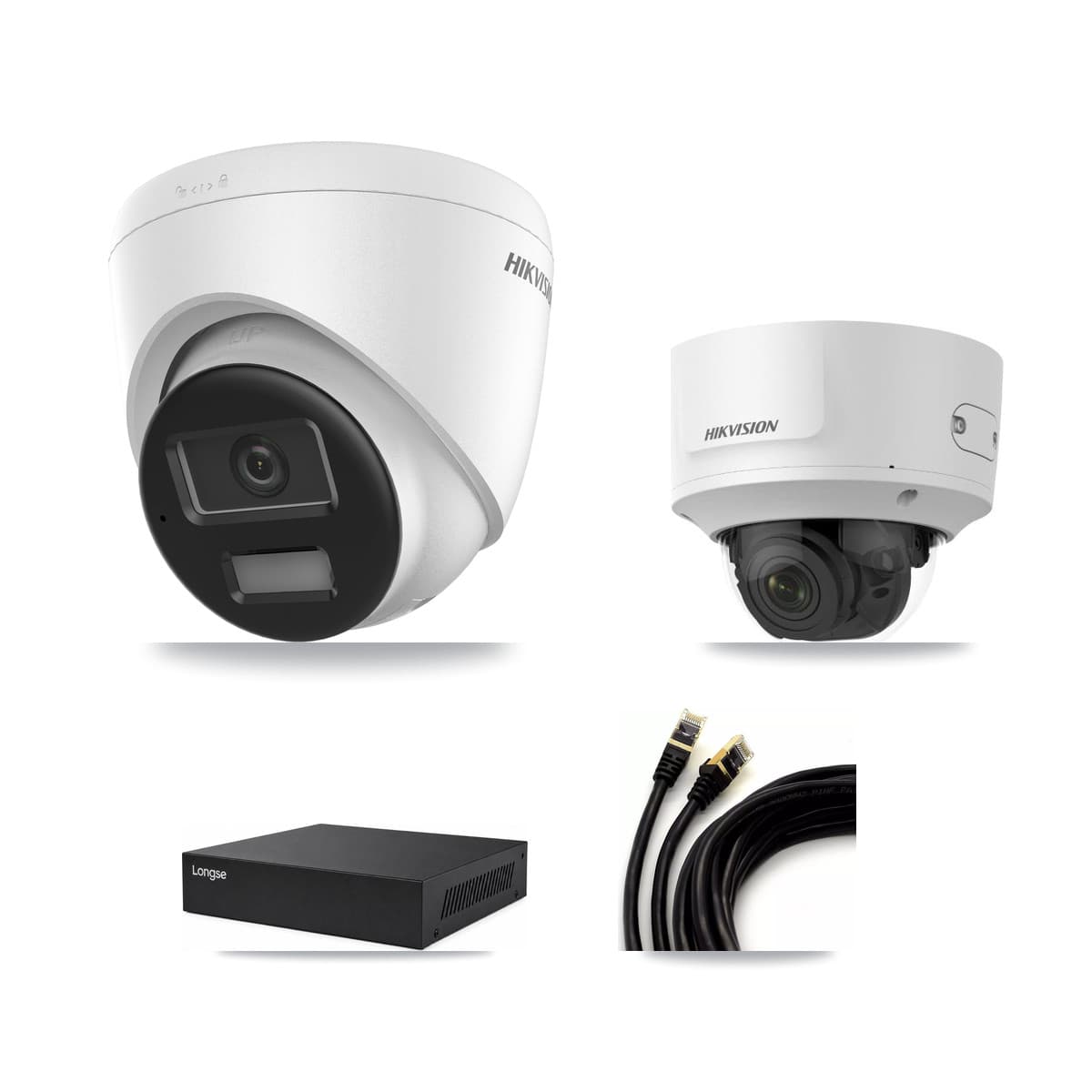 Hikvision & Longse 8-Channel 2MP – 4K CCTV Kit — 3 4K Turret + 1 2MP Dome Cameras + 8TB Recording