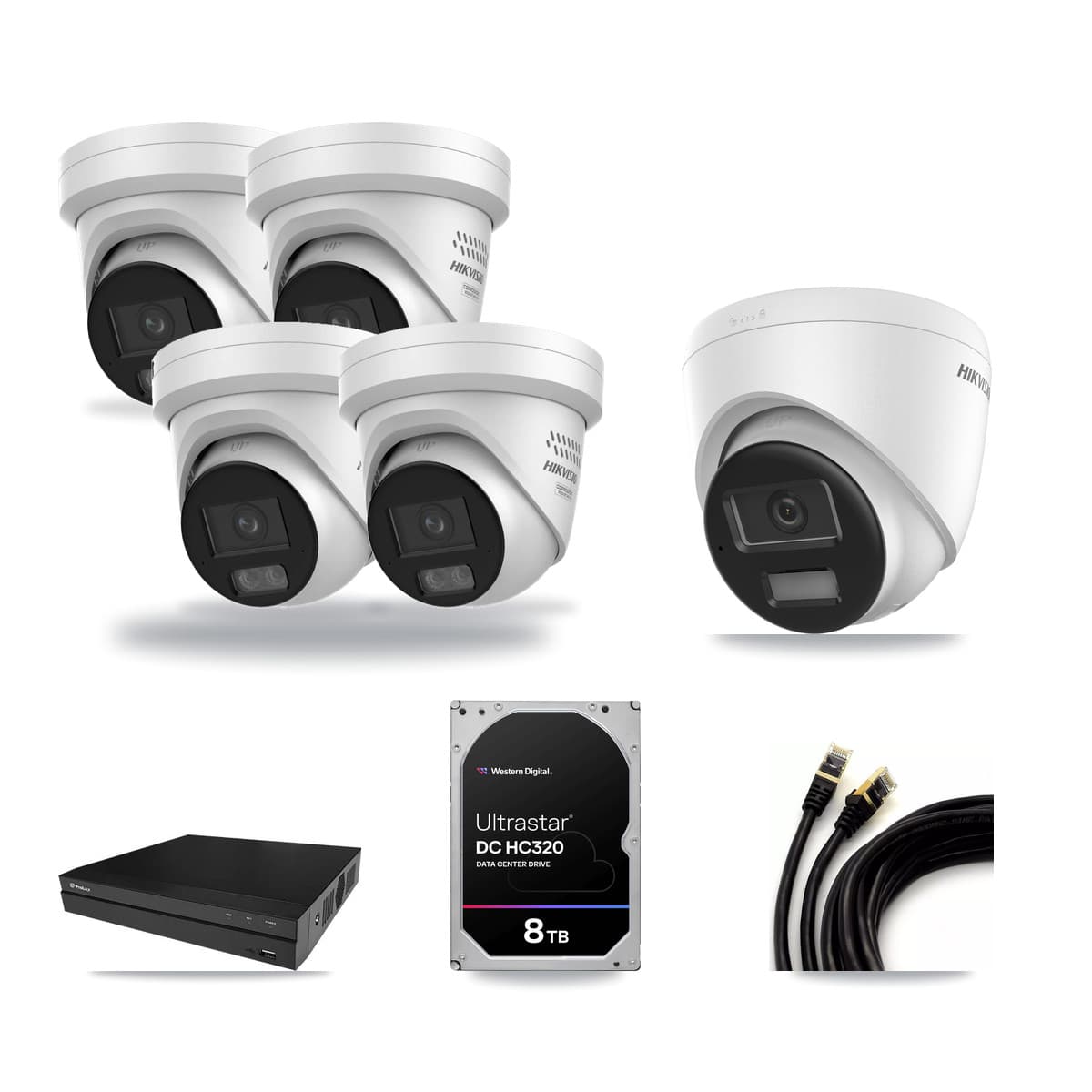 Hikvision & Prolux 8-Channel 4MP – 4K CCTV Kit — 1 4K + 4 4MP Turret Cameras + 8TB Recording - Image 1