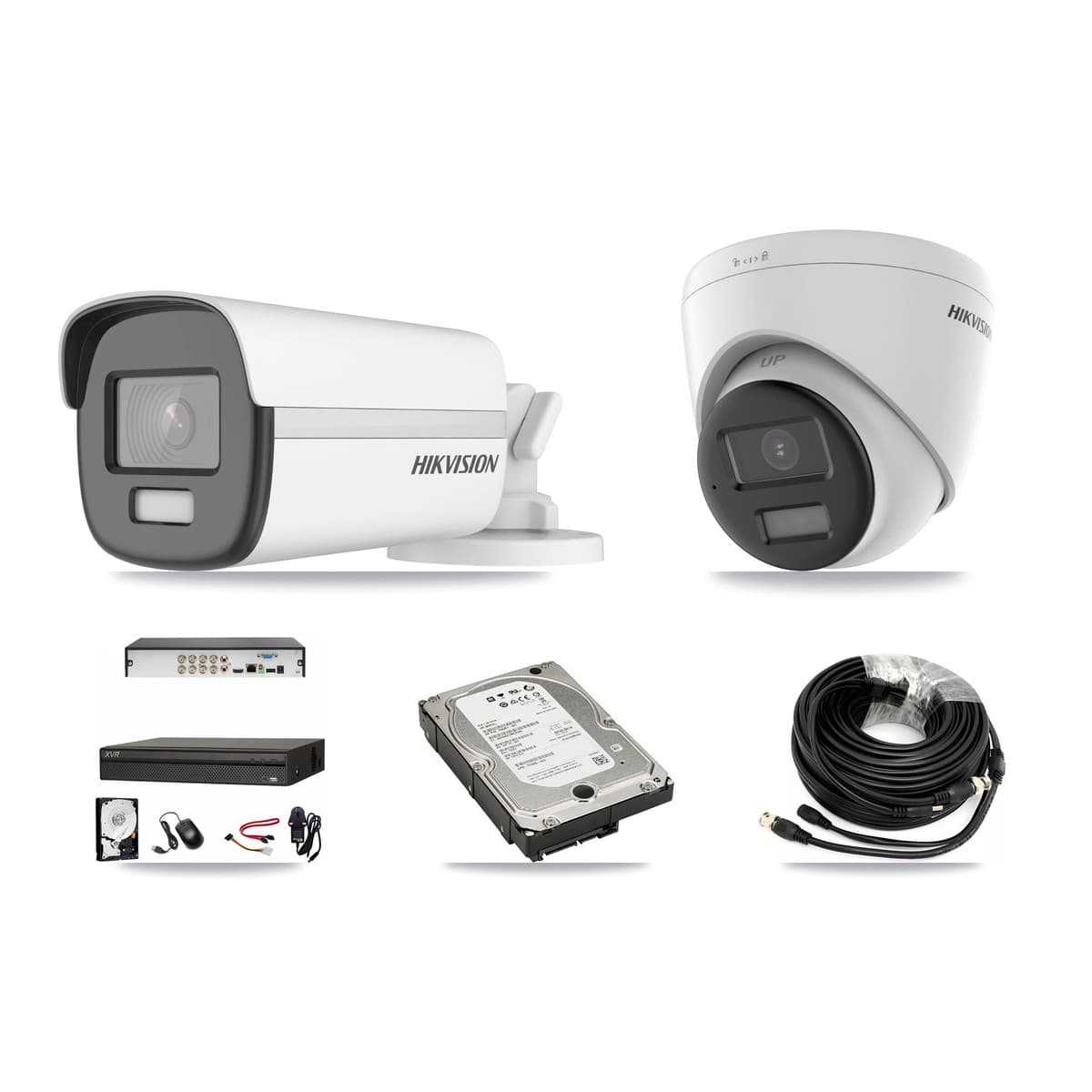 Hikvision & Dahua 8-Channel 4K CCTV Kit — 1 Bullet + 1 Turret Cameras + 5TB Recording (XVR-3108AD Recorder) - Image 1