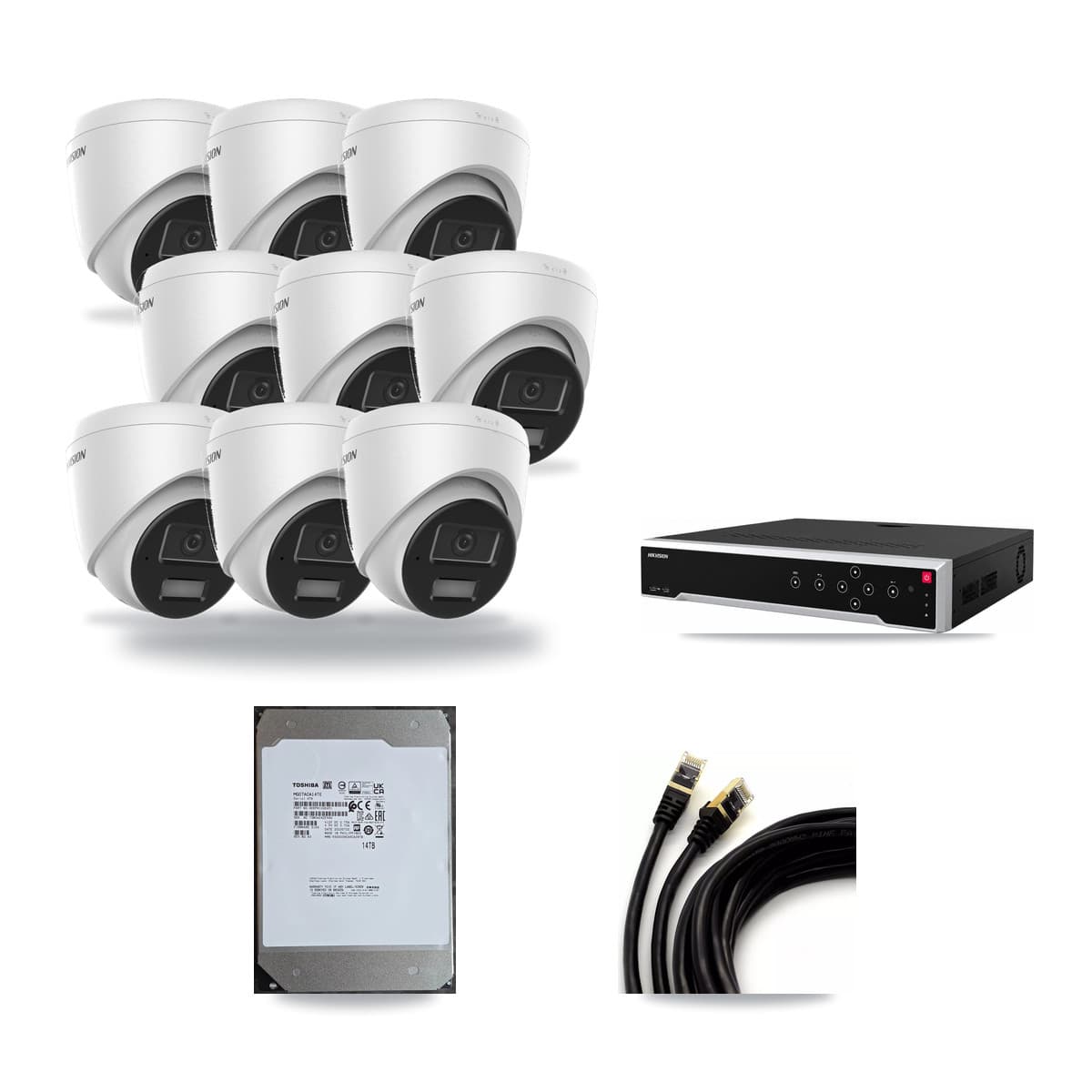 Hikvision 32-Channel 4MP CCTV Kit — 9 DS-2CD1343G2 Turret Cameras + 14TB Recording - Image 1
