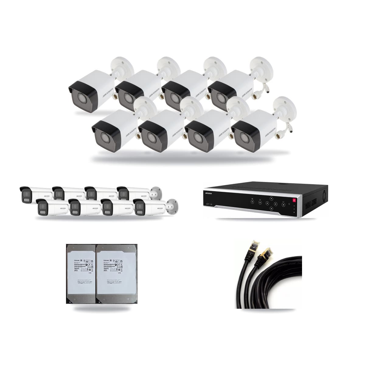 Hikvision 32-Channel 5MP – 4K CCTV Kit — 8 5MP + 8 4K Bullet Cameras + 2× 14TB Recording - Image 1