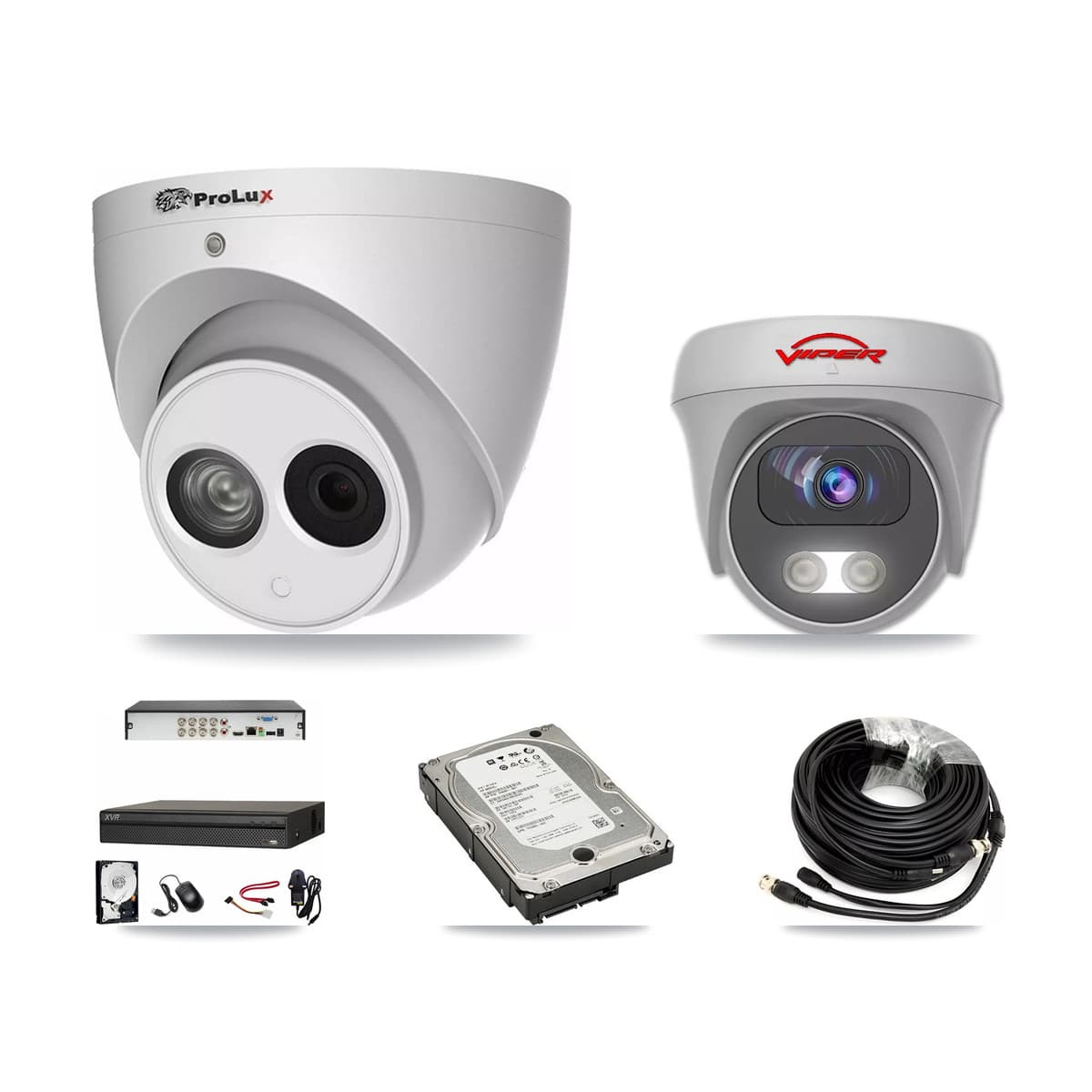8-Channel 4MP – 5MP CCTV Kit — 2 4MP Turret + 2 White 5MP Cameras + 5TB Recording (XVR-3108AD Recorder) - Image 1