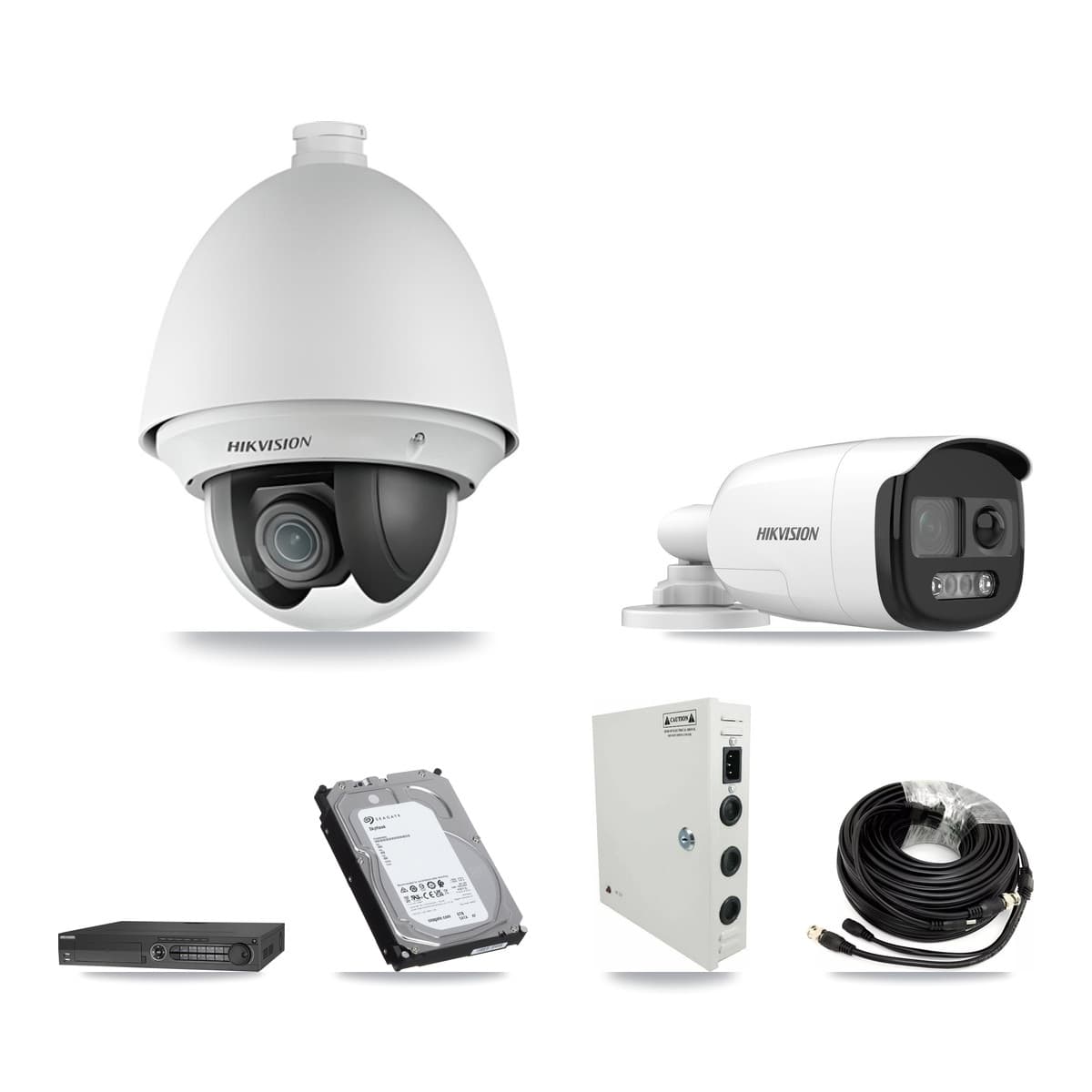 Hikvision 32-Channel 2MP – 5MP CCTV Kit — 27 DS-2AE4225T 2MP PTZ + 1 DS-2CE12KF3T 5MP Bullet Cameras + 3× 6TB Recording (DS-7332HQHI Recorder) - Image 1