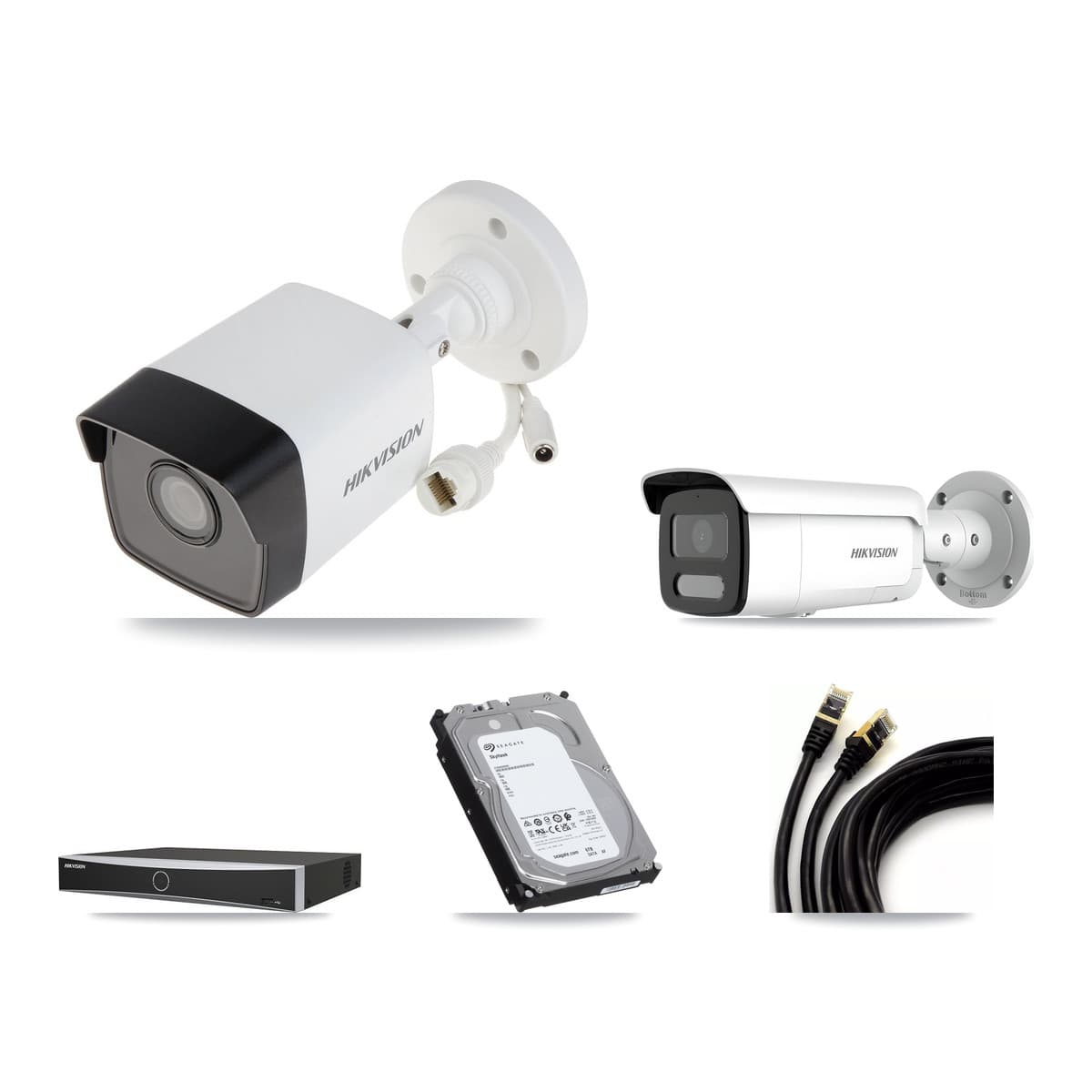 Hikvision 4-Channel 4MP – 5MP CCTV Kit — 2 5MP + 2 4MP Bullet Cameras + 6TB Recording