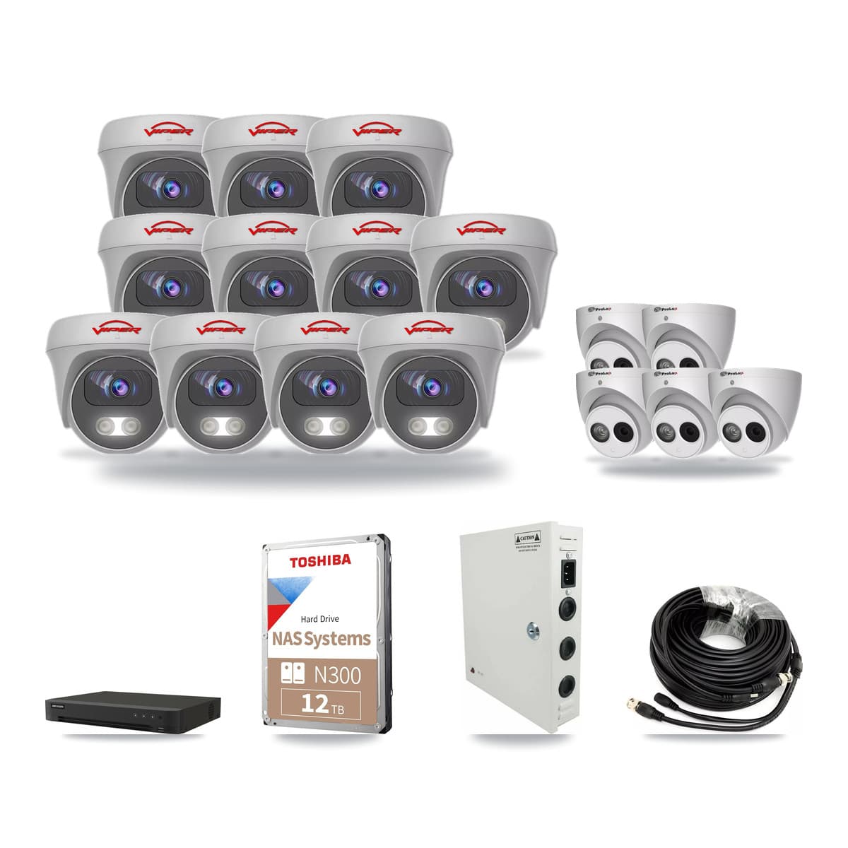 16-Channel 4MP – 5MP CCTV Kit — 5 4MP Turret + 11 5MP Cameras + 12TB Recording - Image 1