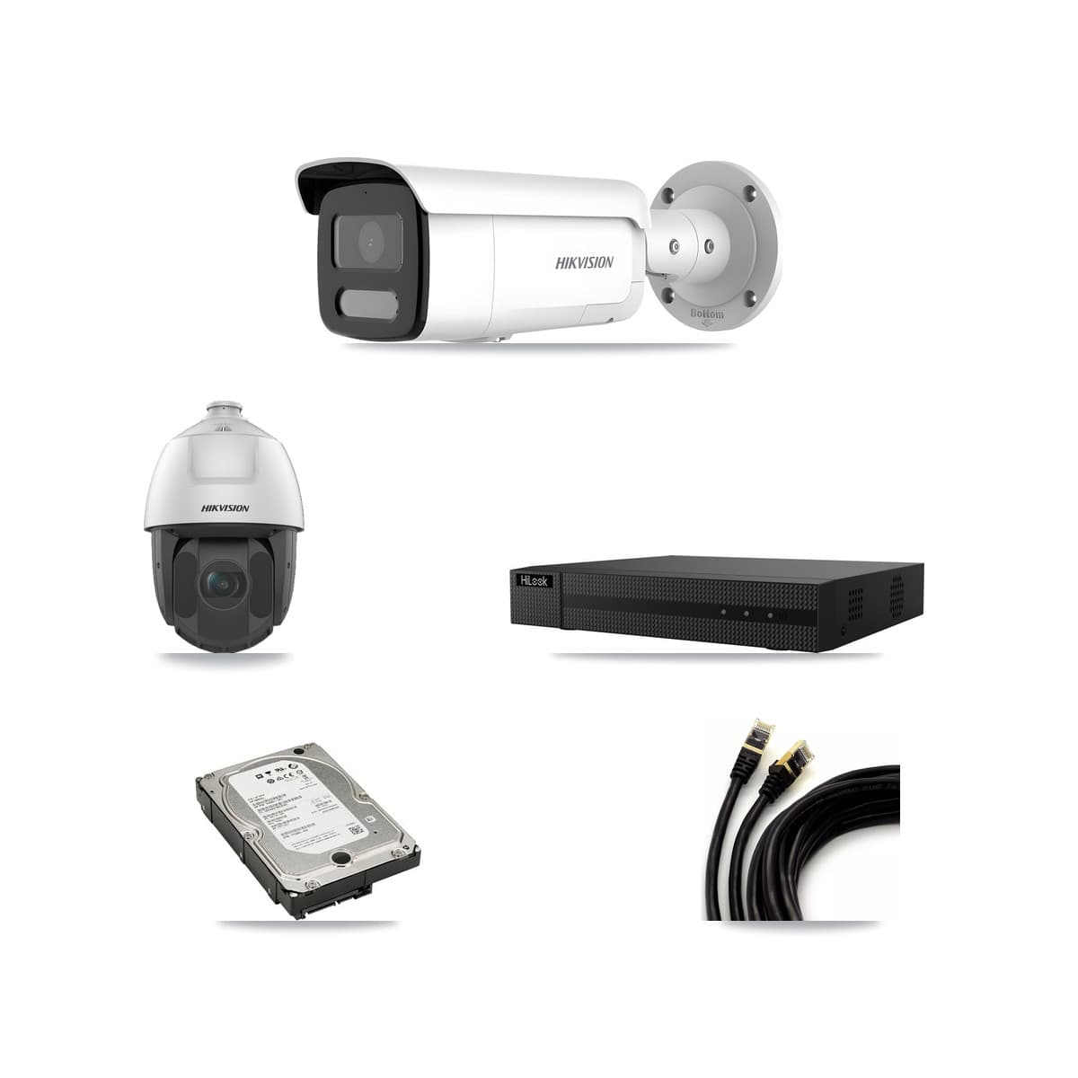 Hikvision & HiLook 8-Channel 2MP – 4MP CCTV Kit — 3 4MP Bullet + 1 2MP PTZ Cameras + 5TB Recording (NVR-108MH-D Recorder)