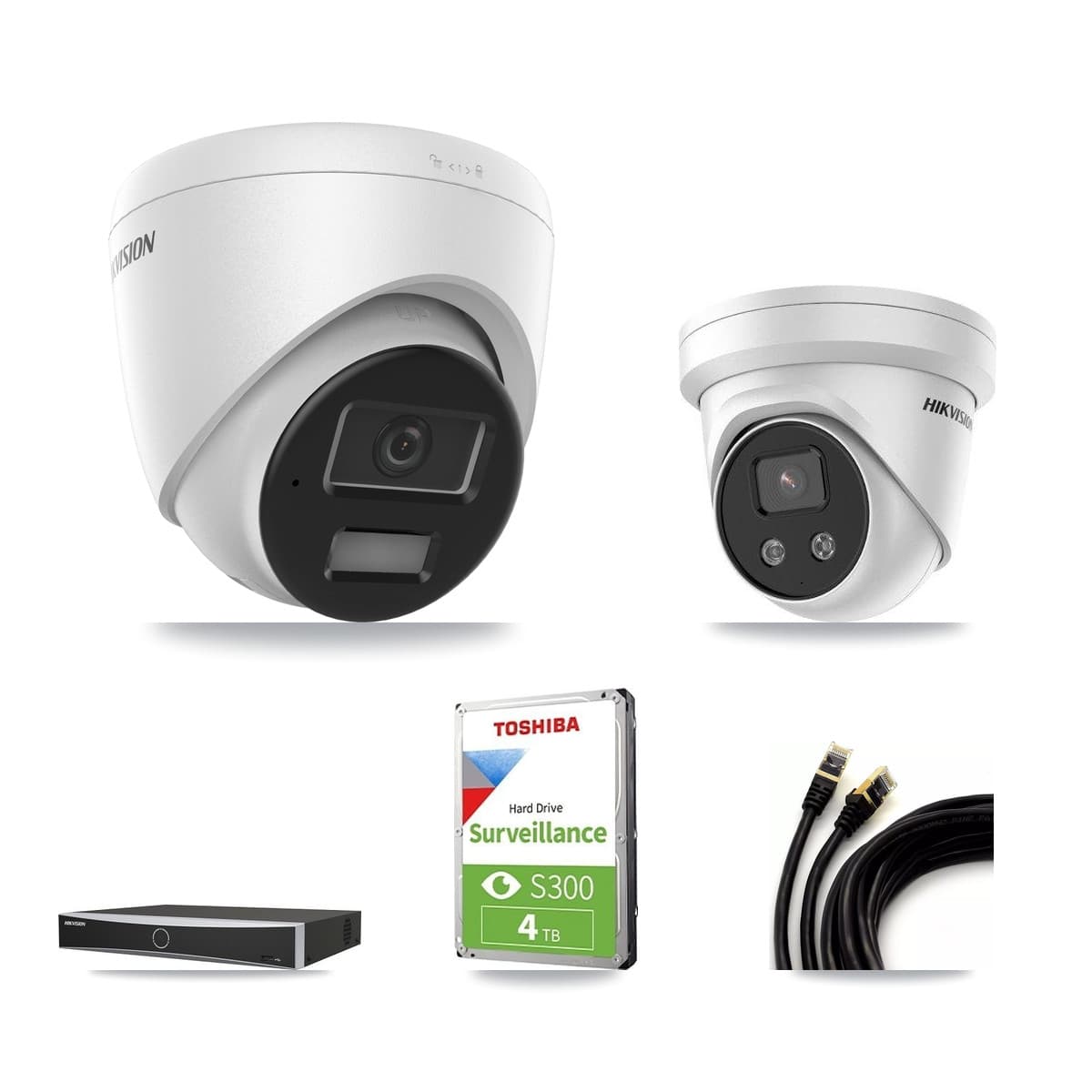 Hikvision 4-Channel 4MP – 5MP CCTV Kit — 2 4MP + 1 5MP Turret Cameras + 4TB Recording