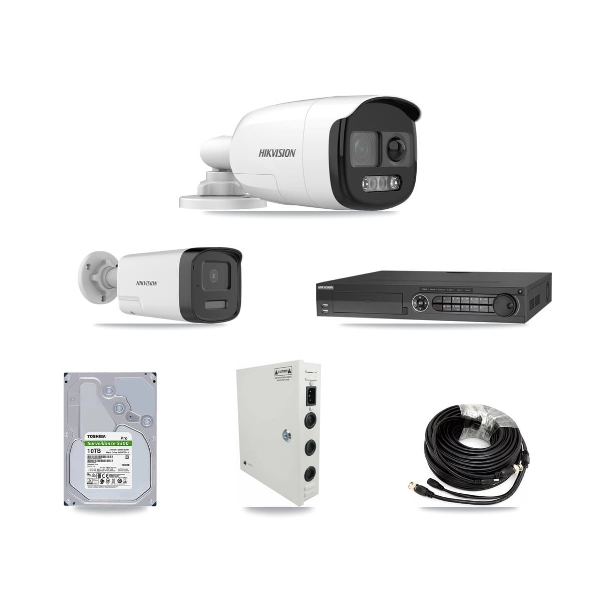 Hikvision 32-Channel 5MP CCTV Kit — 16 DS-2CE12KF3T + 7 DS-2CE17K0T Bullet Cameras + 3× 10TB Recording