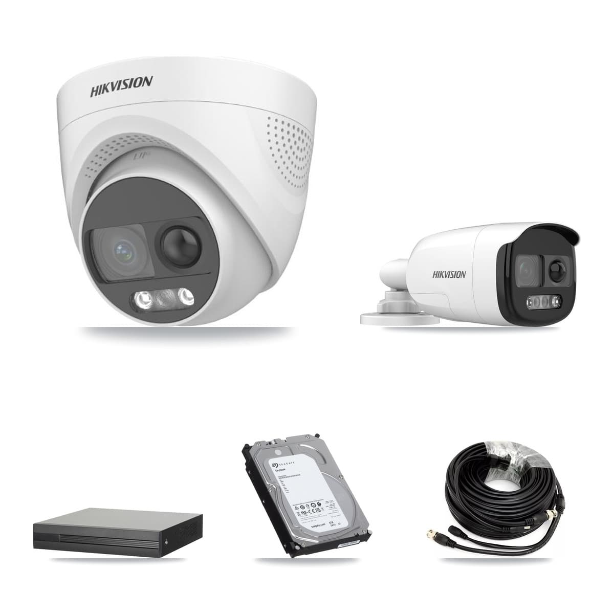 Hikvision 8-Channel 5MP CCTV Kit — 1 DS-2CE12KF3T Bullet + 3 DS-2CE72KF3T Turret Cameras + 6TB Recording (XVR-3108HS Recorder)