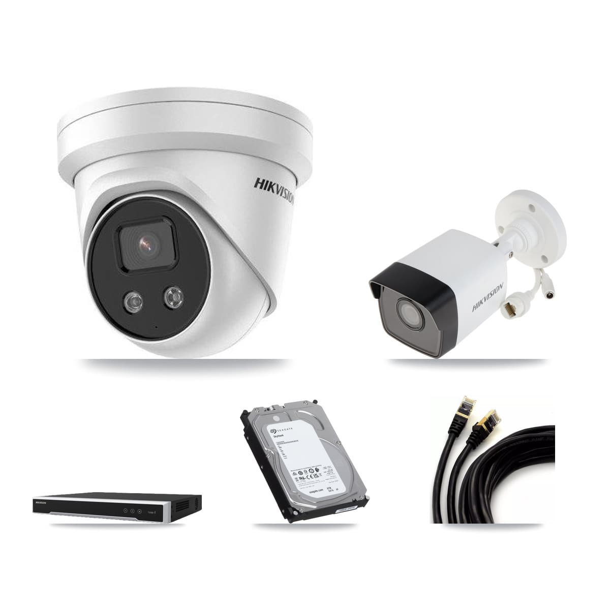 Hikvision 8-Channel 5MP CCTV Kit — 2 DS-2CD1053G0 Bullet + 4 DS-2CD3356G2 Turret Cameras + 6TB Recording