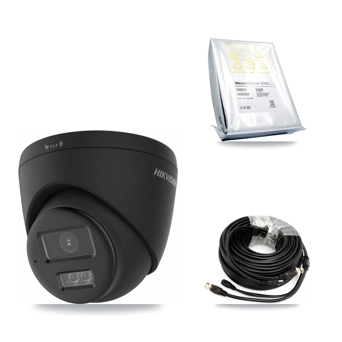 Hikvision 32-Channel 4K CCTV Kit — 6 Black Turret Cameras + 2× 8TB Recording