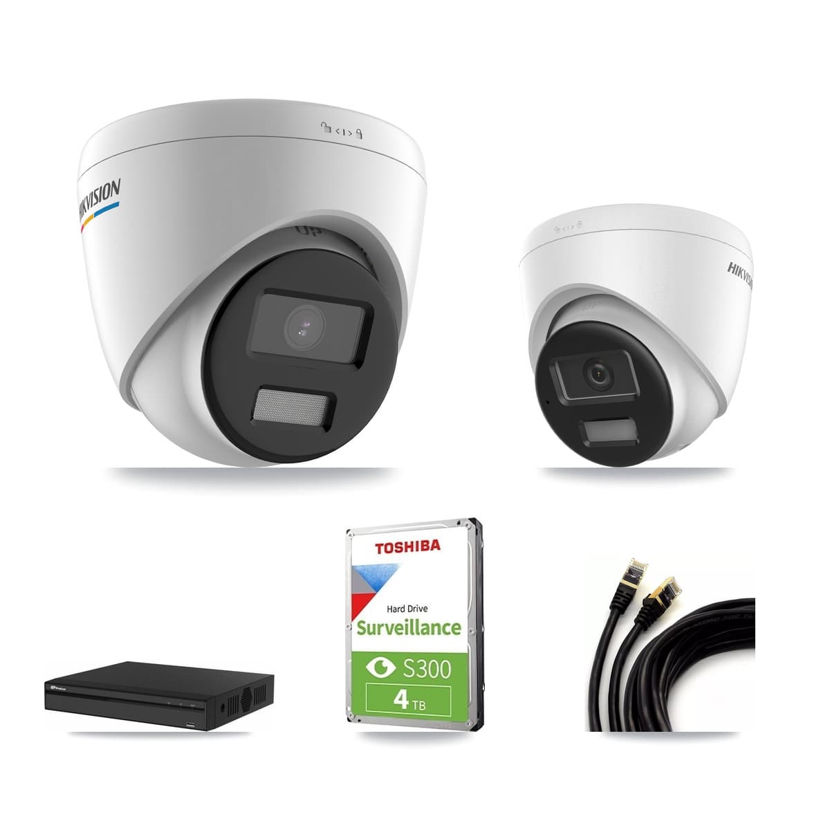 Hikvision & Prolux 4-Channel 2MP – 4K CCTV Kit — 2 2MP + 1 4K Turret Cameras + 4TB Recording