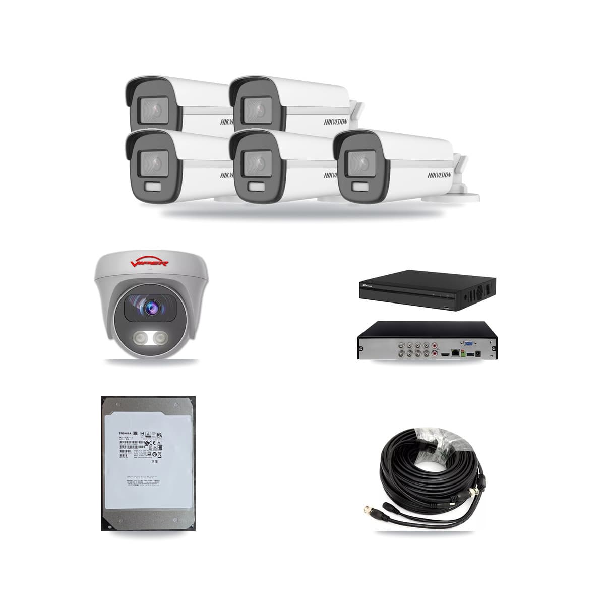 8-Channel 5MP – 4K CCTV Kit — 5 4K Bullet + 1 5MP Cameras + 14TB Recording - Image 1