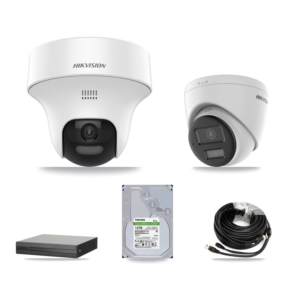 Hikvision 8-Channel 5MP CCTV Kit — 4 DS-2CE70K0T-PTLTS + 4 DS-2CE78K0T-LPTS Turret Cameras + 10TB Recording (XVR-3108HS-5MP-LITE Recorder)