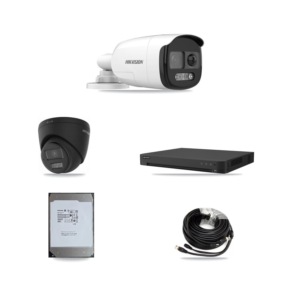 Hikvision 16-Channel 5MP – 4K CCTV Kit — 4 5MP Bullet + 2 Black 4K Turret Cameras + 14TB Recording