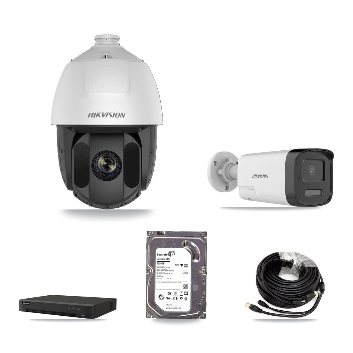 Hikvision 16-Channel 2MP – 5MP CCTV Kit — 1 DS-2AE5225TI 2MP PTZ + 1 DS-2CE17K0T 5MP Bullet Cameras + 2TB Recording - Image 1