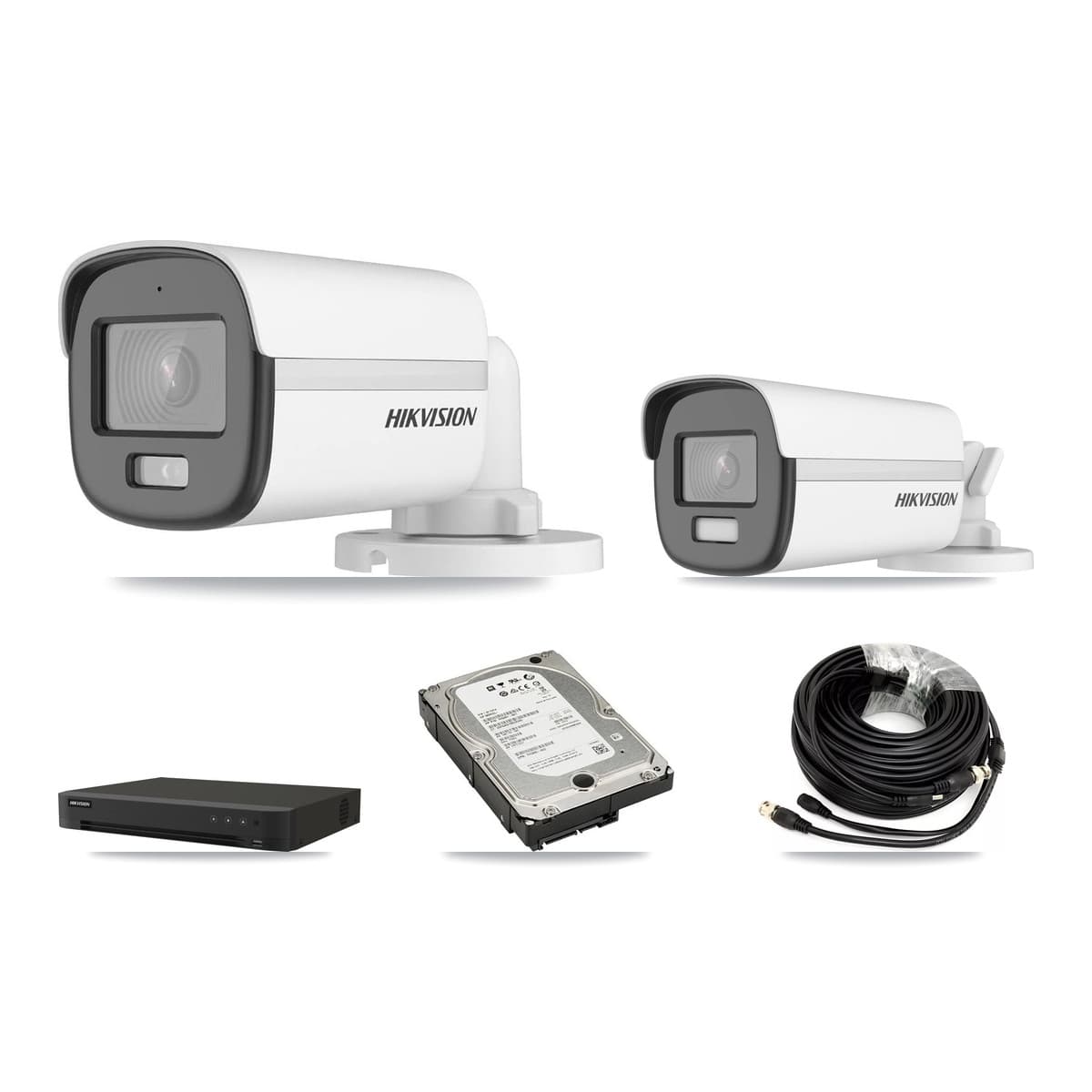 Hikvision 8-Channel 5MP – 4K CCTV Kit — 2 DS-2CE12KF0T-LFS 5MP + 1 DS-2CE12UF3T-E 4K Bullet Cameras + 5TB Recording (IDS-7208HUHI-M1/XT Recorder)