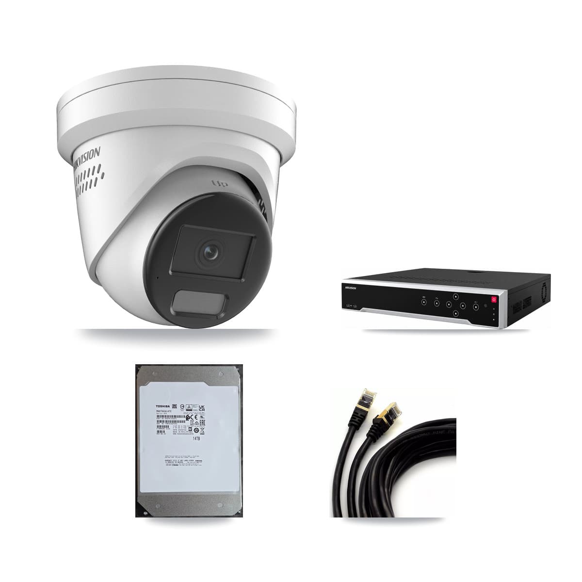 Hikvision 32-Channel 4K CCTV Kit — 11 DS-2CD2387G2H Turret Cameras + 2× 14TB Recording