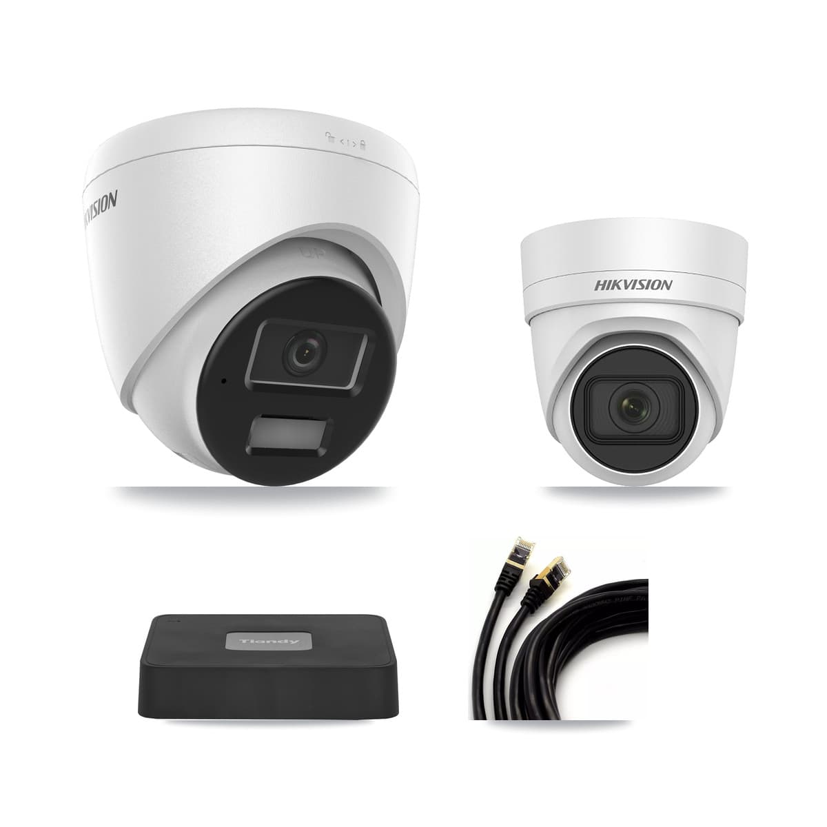 Hikvision & Tiandy 4-Channel 4MP CCTV Kit — 1 DS-2CD1343G2 + 1 DS-2CD2H45FWD Turret Cameras + 3TB Recording - Image 1
