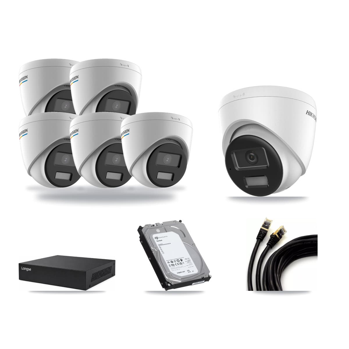 Hikvision & Longse 8-Channel 2MP – 4K CCTV Kit — 5 2MP + 1 4K Turret Cameras + 6TB Recording - Image 1
