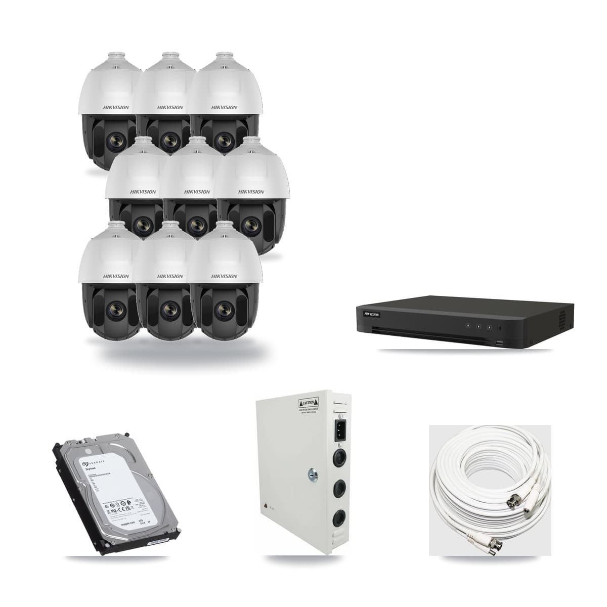 Hikvision 16-Channel 2MP CCTV Kit — 9 DS-2AE5225TI PTZ Cameras + 6TB Recording (IDS-7216HQHI Recorder) - Image 1