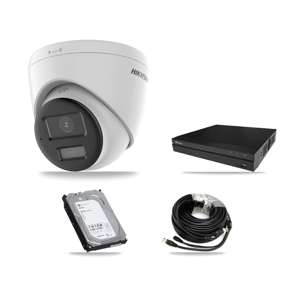 Hikvision & Prolux 8-Channel 4K CCTV Kit — 4 DS-2CE78U0T Turret Cameras + 2× 6TB Recording