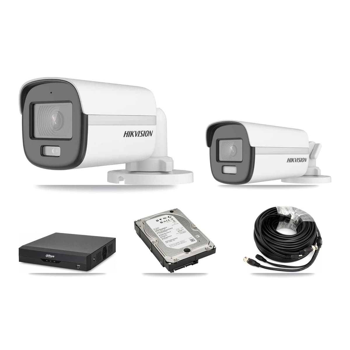 Hikvision & Dahua 4-Channel 5MP – 4K CCTV Kit — 2 5MP + 1 4K Bullet Cameras + 5TB Recording